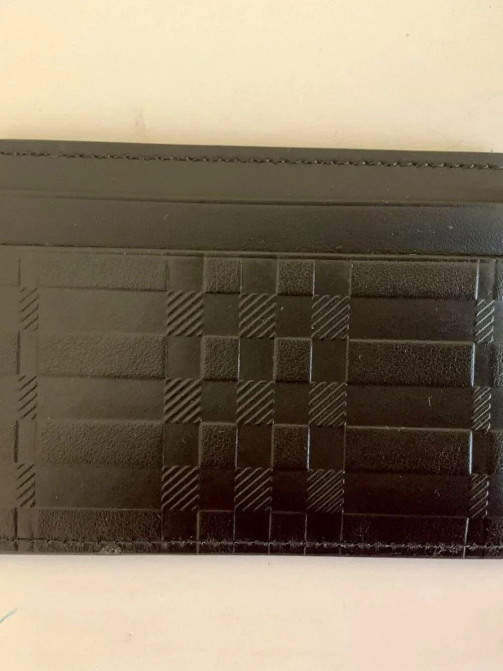 NEW! BURBERRY- Embossed Check Leather Card Holder